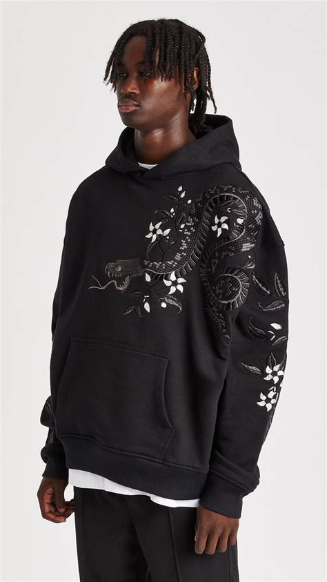 Night Python Embroidered Hoodie In 2024 Unique Hoodies Embroidered