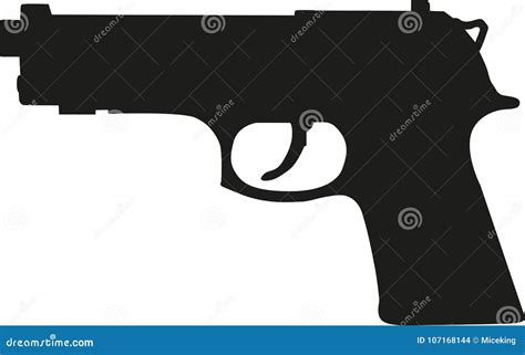 Gun Pistol Silhouette Vector Illustration | CartoonDealer.com #107168144