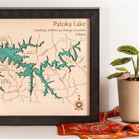 Your Lake Personalized 11x14 Framed Wood Map Lake Art Llc