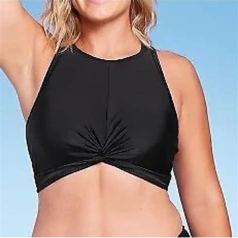 Kona Sol Swim Kona Sol Longline Twist Bikini Top Black Medium