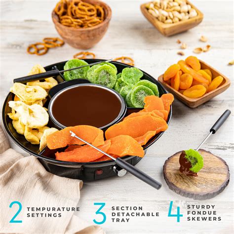 Kusini Electric Fondue Pot Set Chocolate Fondue Kit Temperature