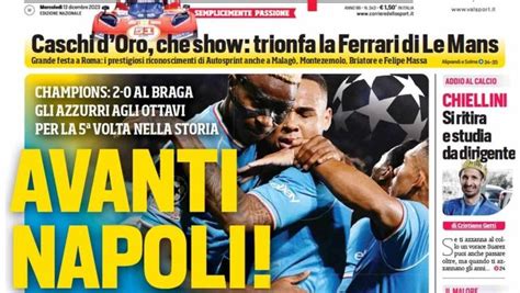 La Prima Pagina Del Corriere Dello Sport “avanti Napoli Mazzarri