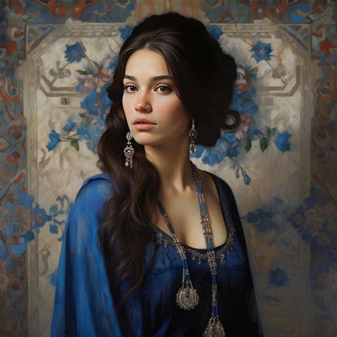 Premium Photo | Persian Woman's Charismatic Stance A Vertical Painting Adorned with Earrings and ...