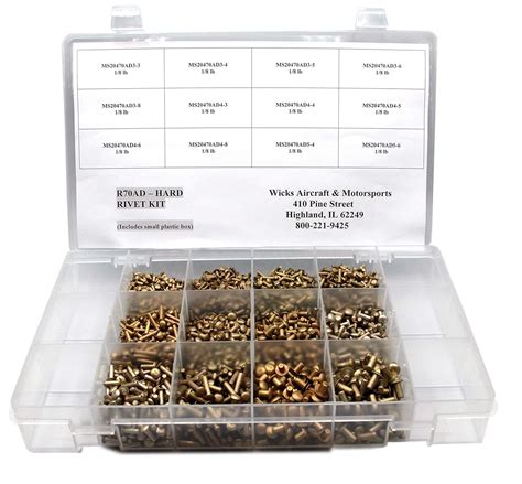 Solid Aluminum Rivet Kit 2700 Hard Rivets In 12 Sizes Includes 332 18 532 By Wicks