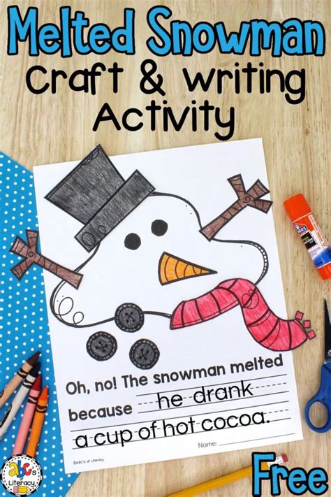 Melted Snowman Craft Writing Activity Winter Activities Preschool