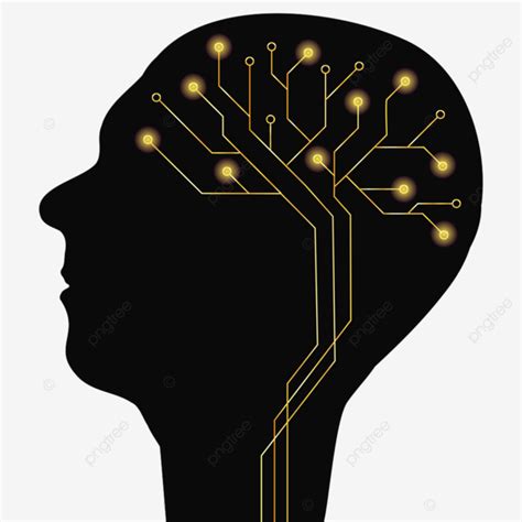 Silhouette Of Human Head In Profile With Digital Brain Made Of Circuit