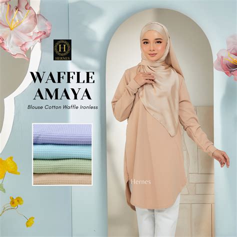 HERNES BLOUSE AMAYA WAFFLE BLOUSE IRONLESS BLOUSE MUSLIMAH BLOUSE