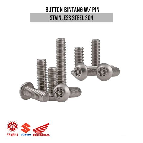 BAUT BINTANG M8 X 35 BAUT BUTTON W PIN TORQ SS 304 Baut Payung Drat