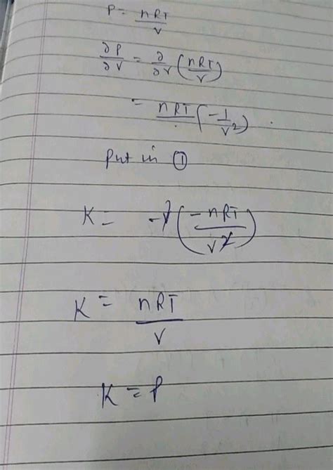 The Bulk Modulus Of A Diatomic Ideal Gas Pressure P And Temperature T Vibrations Are Absent