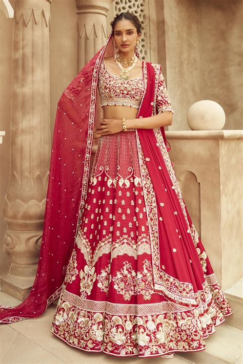 Buy Annus Creation Silk Floral Embroidered Lehenga Set Online Aza