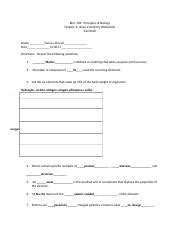 Bio Basic Chemistry Worksheet Docx Biol Principles Of