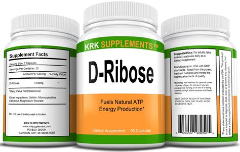 D-Ribose 1200mg per serving 90 Capsules KRK Supplements - krksupplement.com