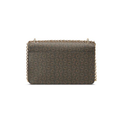 Buy Guess Green Monogram Fiddlewood Mini Crossbody Flap Bag Online