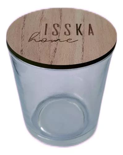 Vaso Vidrio Mediano Tapa De Madera Velas Personalizado X