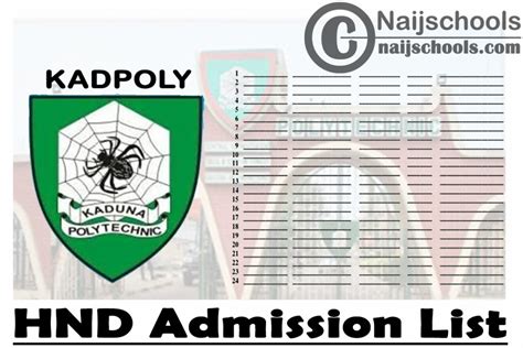 Kaduna Polytechnic (KADPOLY) HND Admission List for 2020/2021 Academic ...