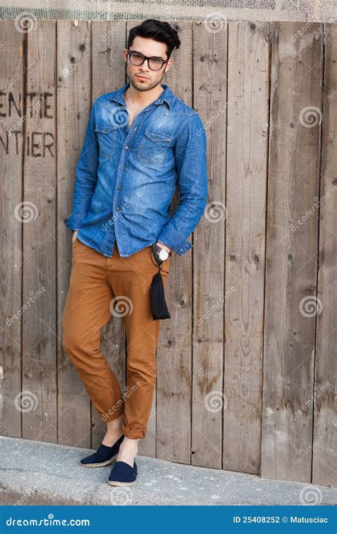 Handsome Young Man Dressed Casual Posing Outdoors Stock Photo Image