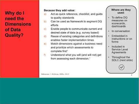 Conformed Dimensions Of Data Quality An Organized Approach To Data