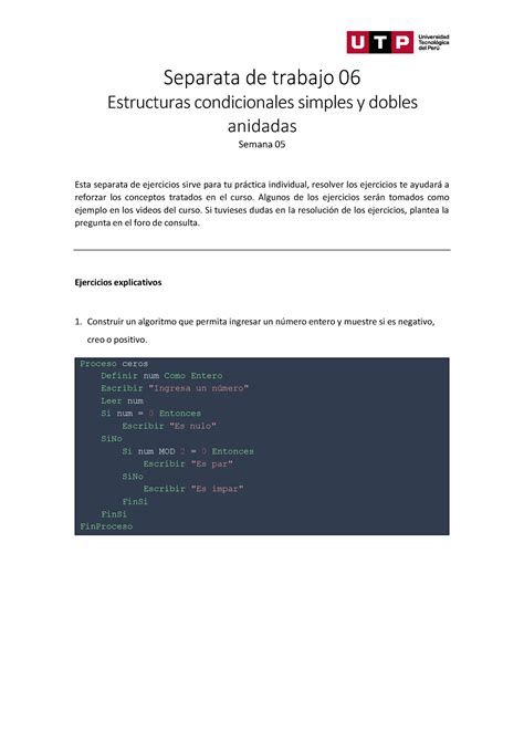 Separata Estructuras Condicionales Simples Y Dobles Anidadas