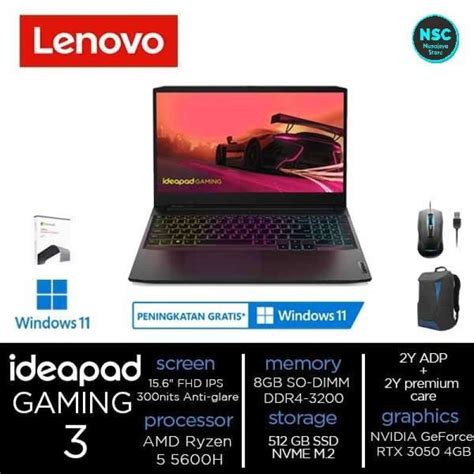 Jual Lenovo IdeaPad Gaming 3 15ACH6 V0ID Ryzen 5 5600H 8GB 512G 15 W11