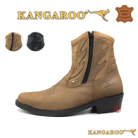 Kangaroo Mens Premium Leather High Cut Duo Zip Ragen Boots Shoe 8370