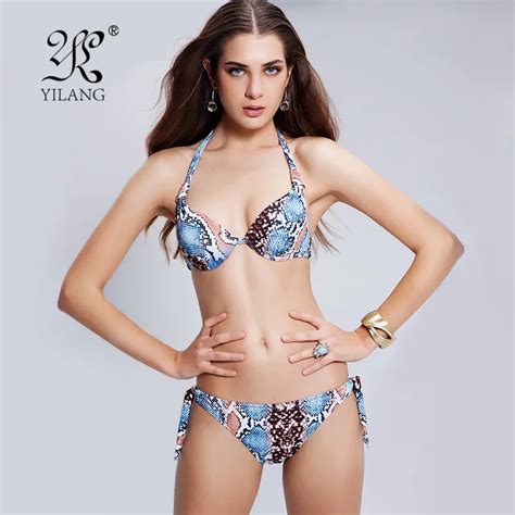 Brand Ladies Sexy Leopard Bikini Push Up Halter String Swimwear Women