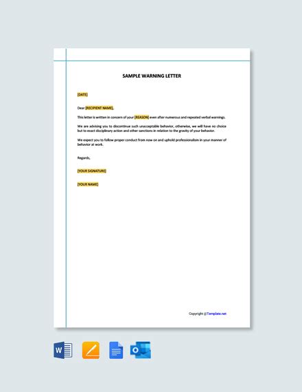 Warning Letter For Damaging Company Vehicle Template Free Pdf Word