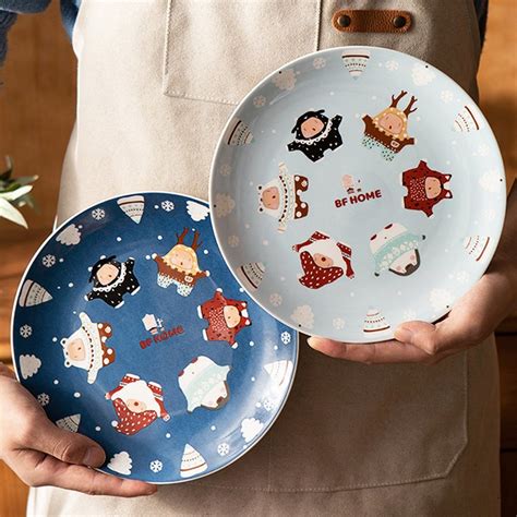 Household Ceramic Plate Dessert Western Food Ceramic Christmas Dinner