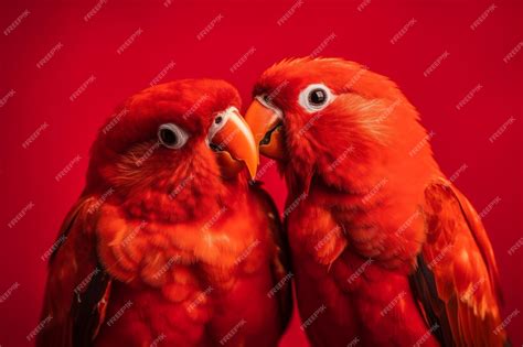 Premium Photo | Two birds with bright red feathers and black and white ...