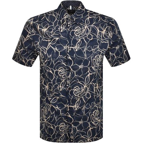 Ted Baker Cavu Abstract Floral Shirt Navy Mainline Menswear