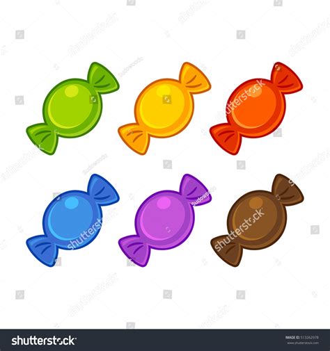 Set Sweet Candy Wrappers Bright Cartoon Stock Vector (Royalty Free