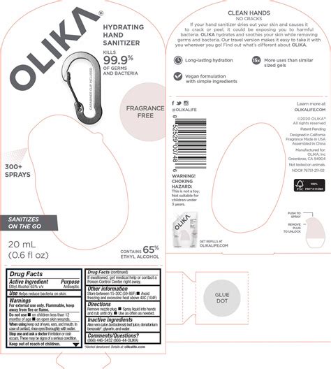 Ndc 76751 211 Olika Hand Sanitizer Fragrance Free Label Information Details Usage And Precautions