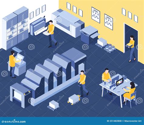 Polygraphy House Isometric Composition Stock Vector Illustration Of