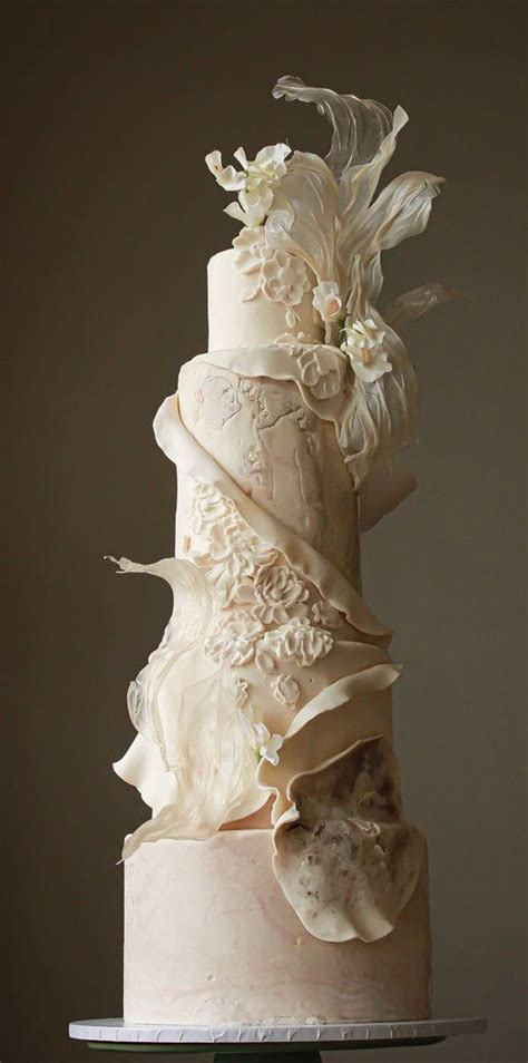 Artistic Masterpiece Wedding Cakes Neutral Artistic Cake In