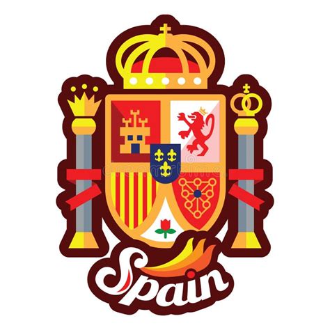 Spain Flag And Coat Of Arms Stock Vector Illustration Of Catalonia