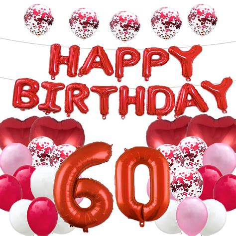 Sweet 60th Birthday Balloon 60th Birthday Decorations Happy 60th Birthday Party Supplies Red