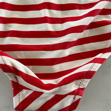 Jcrew Classic Stripe Underwire Bikini Red White Gem