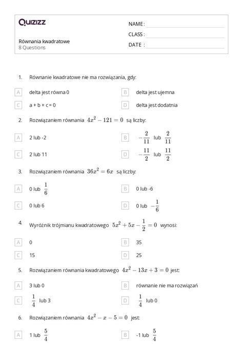 Ponad R Wnania Z Jedn Zmienn Arkuszy Roboczych Dla Klasa W