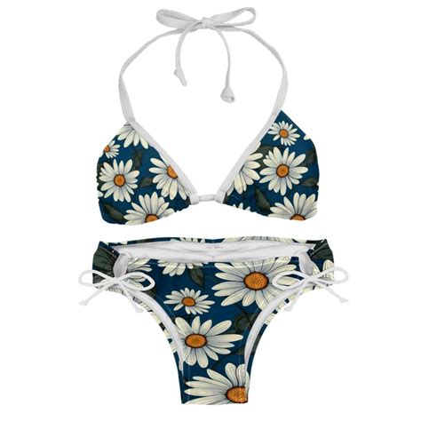 Daisy Swimsuit Bikini Set Detachable Sponge Adjustable Strap Two