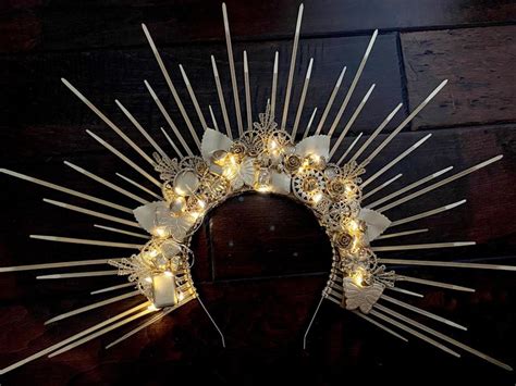 LIGHT UP Halo Crown Sunburst Crown Embellished Halo Gold Halo Halo