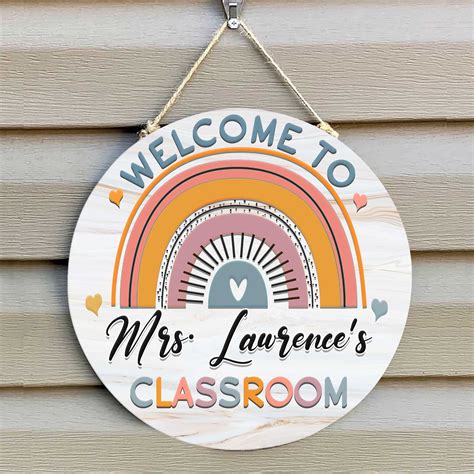 Personalized Teacher Door Sign Custom Classroom Door Sign Teacher Door Hanger Boho Classroom