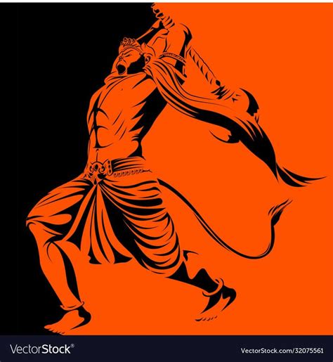 Angry hanumanji hanuman jaynti saffron vector image on VectorStock ...