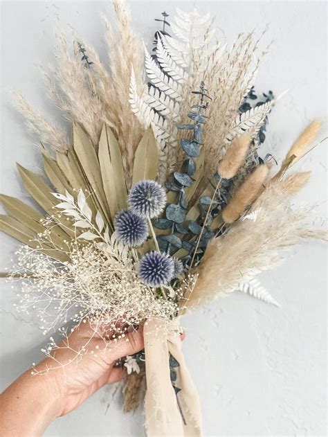 Small Pampas Grass And Eucalyptus Bouquet Bride And Bridesmaids Dried