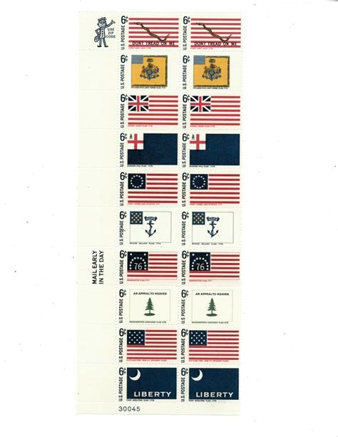 Mint Usps Postage Scott Cents Historic Flags Strip Of