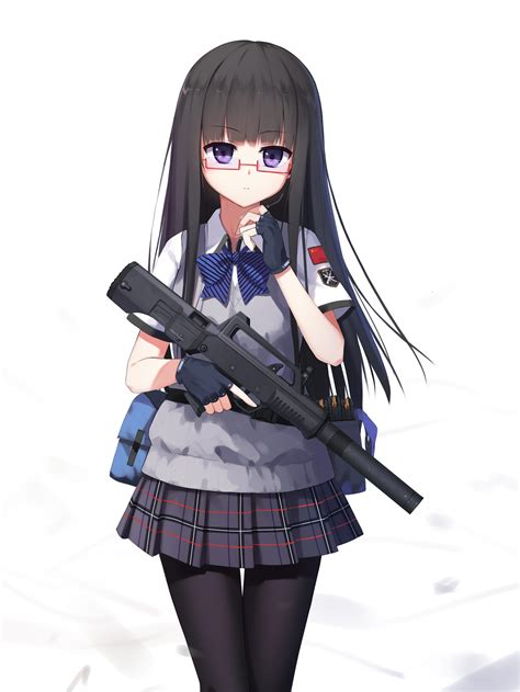 Black Anime Girl With Gun