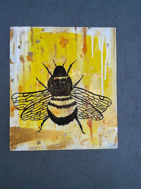 Original Bee Painting Bee Art Bumble Bee Wall Art Wall Etsy