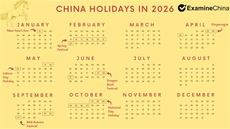 Holidays in China 2026 - calendar | ExamineChina