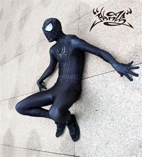 Classic The Amazing Spiderman Costume Black Spandex Halloween