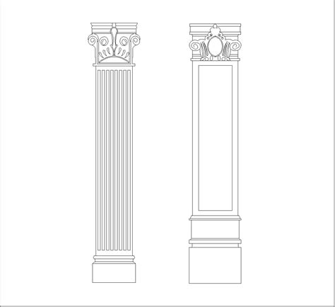 square based columns  composite capitals dwg cad block