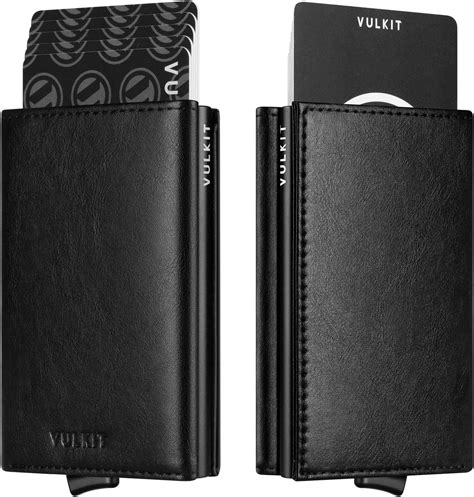 Vulkit Credit Card Holder With Banknote Compartment Rfid Blocking Pop Up Leather Card Wallet