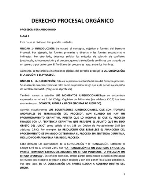 C Tedra De Derecho Procesal Org Nico Pdf